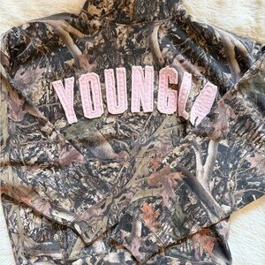 YoungLA for Her Camo Hoodie with Pink Logo Size S/M NWT!